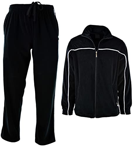 ChoiceApparel Mens Velour Tracksuit with Zippered Pockets (204-Black, 2X-Large)