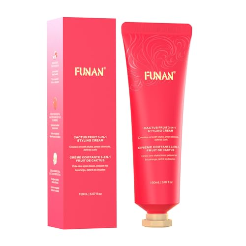 FUNAN 3-in-1 Hair Styling Cream, Non-Greasy for Women & Kids, Creates Smooth Styles and Defines Curls, No White Flakes Fly Away Hair Tamer, 5.07 fl oz