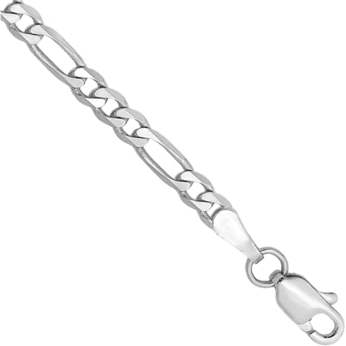 IceCarats 14K White Gold Flat 3mm Figaro Chain Link Bracelet Anklet