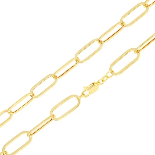 Nuragold 14k Real Yellow Gold 7mm Paperclip Chain Cable Link Necklace - 24"