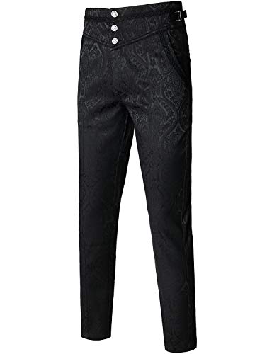 VATPAVE Mens Gothic Pants Cosplay Costume Trousers Steampunk Victorian Pants Small LP05 Black
