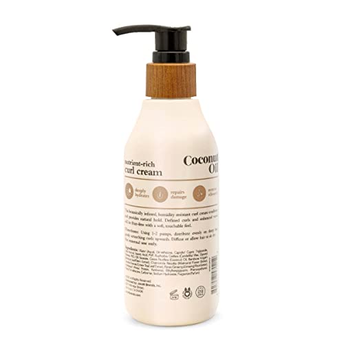 Oliology Coconut Oil Curl Cream - Defines & Enhances Curls & Waves | Botanically Infused | Conditions & Reduces Frizz | & Paraben Free (8.5oz)