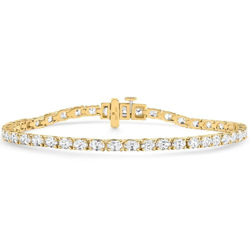 P3 POMPEII3 Pompeii 4.5Ct Oval Cut Diamond Tennis Bracelet 7" 14k Yellow Gold Lab Grown - Size 7 (EF,VS)