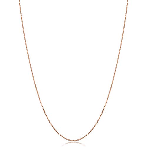 Kooljewelry Womens Chain Classic - 10k Rose Gold Dainty Rope Chain Necklace