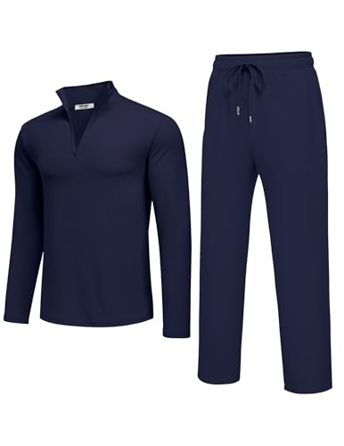COOFANDY Sweatsuits for Men 2 Piece Quarter Zip Polo Suit Long Sleeve Casual Tracksuit Set
