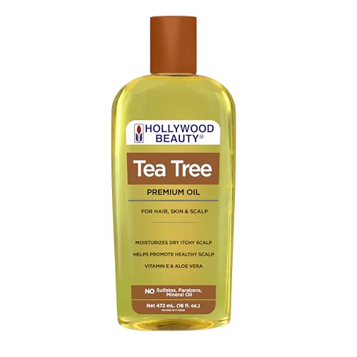 Hollywood Beauty Tea Tree Oil for Hair, Scalp, and Skin, 16 fl oz - Moisturizes Dry, Itchy Scalp, Blended with Vitamin E & Aloe
