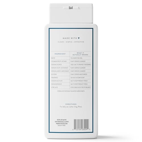 Native Clean Body Wash, Gentle & pH-balanced for Sensitive Skin, 24-Hr Freshness for Men & Women, Vegan & Cruelty-Free, Free of Sulfates, Parabens & Phthalates, Sea Salt & Cedar, 18 fl oz
