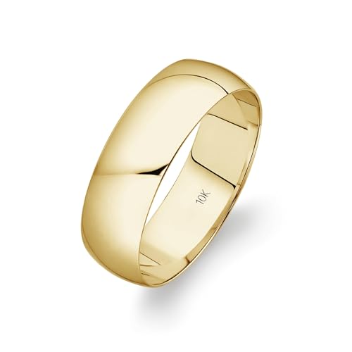 Oxford Ivy Wedding Band Solid 10K Yellow Gold 6mm Plain Ring, Size 10.5