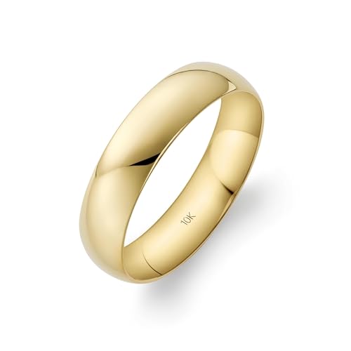 Oxford Ivy Wedding Band Solid 10K Yellow Gold 5mm Comfort Ring, Size 10