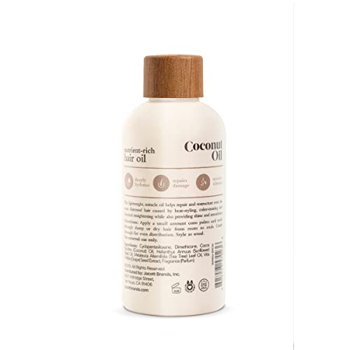 Oliology Coconut Hair Oil - Meds Split Ends, Controls Frizz, Hydrates & Softens - Lightweight Formula Helps Repair Distressed Hair from Heat Styling & Treatments | & Paraben Free (4oz)