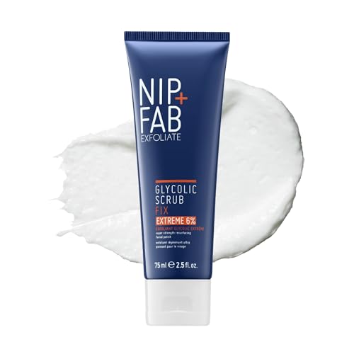 Nip + Fab Glycolic Fix Scrub Extreme (2.5 fl oz) – 6% Glycolic Acid 3-in-1 Facial Exfoliator & Pore Refiner – Deep Cleansing AHA BHA Face Scrub for Brightening & Smoothing