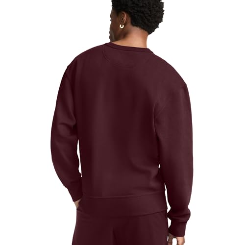 Champion Men's Crewneck Fleece Sweatshirt, Standard Fit, Midweight, C Logo, Available in Regular and Big & Tall, Maroon - C Logo, X-Large