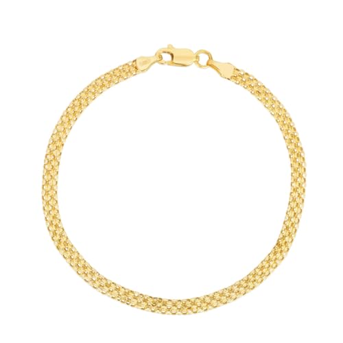 Floreo 14k Yellow Gold 3.5mm Bismark Chain Bracelet 7.25 Inch