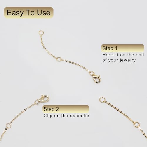 14K Solid Gold Necklace Extender Lobster Clasp 2" (14K Yellow Gold-2 Inch)