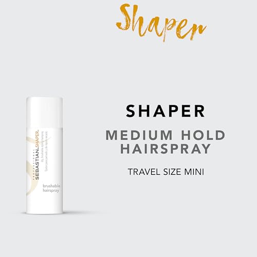 Sebastian Professional Shaper Mini Hairspray, 50 VOC% | Flexible to Medium Hold | Brushable with Control | Travel Size, 1.5 oz