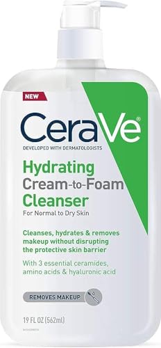 CeraVe Hydrating Cream To Foam Cleanser, Face Wash for Dry Skin, 19oz