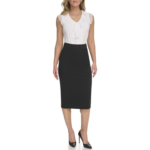Tommy Hilfiger Women's Suits Midi Ponte Skirt, Black, 4