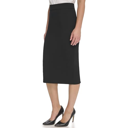 Tommy Hilfiger Women's Suits Midi Ponte Skirt, Black, 4