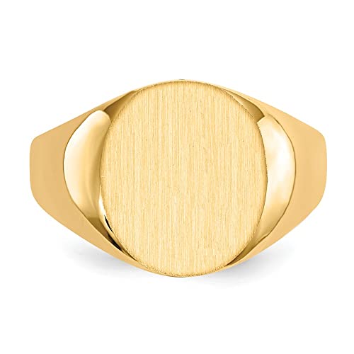 Sonia Jewels Real 14k Yellow Gold 14.0x13mm Closed Back Men's Engravable Monogram Signet Ring Band Size 12