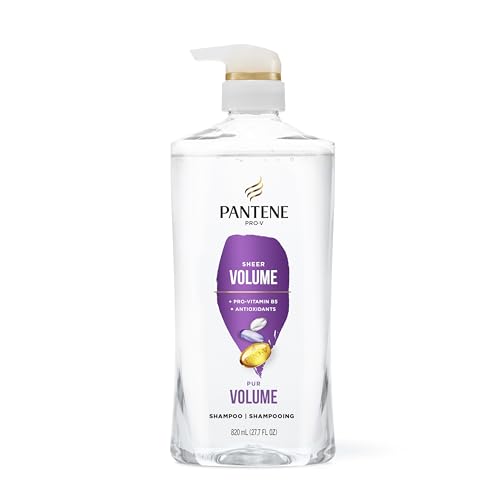 Pantene Shampoo, Sheer Volume - Lightweight Nourishment for Fine, Color-Treated Hair, 72-Hour Fullness and Body, 27.7 Oz Each, 2-Pack + Miracle Rescue Shot (0.5 Oz)