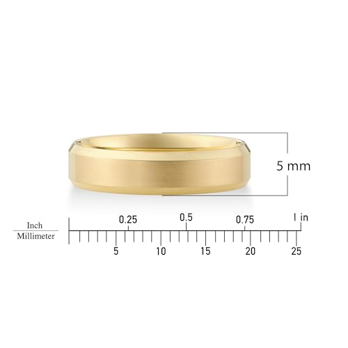Oxford Ivy Wedding Band Solid 14K Yellow Gold 5mm Beveled Ring, Size 9