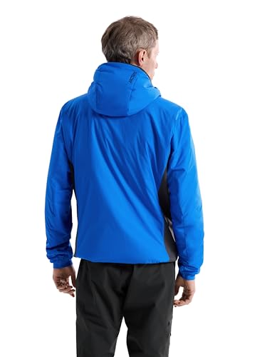 Arc'teryx Atom Hoody Men's | Lightweight Insulated Jacket for Men with Hood | Moisture and Wind Resistance | Fluidity/Black Sapphire, Large
