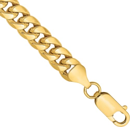 IceCarats 14K Yellow Gold 6.75mm Cuban Chain Miami Link Bracelet, 8 inch