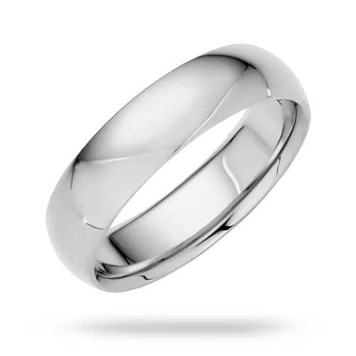 EWB Signature Jewelry Classic 5mm Solid Gold Wedding Band in 10K White Gold, Comfort Fit, Finger Size 9