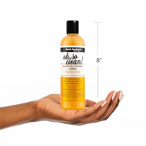 Aunt Jackie's Curls and Coils Oh So Clean Deep Moisturizing and Softening Hair Shampoo for Natural Curls, Coils and Waves, Enriched shea Butter, 12 oz