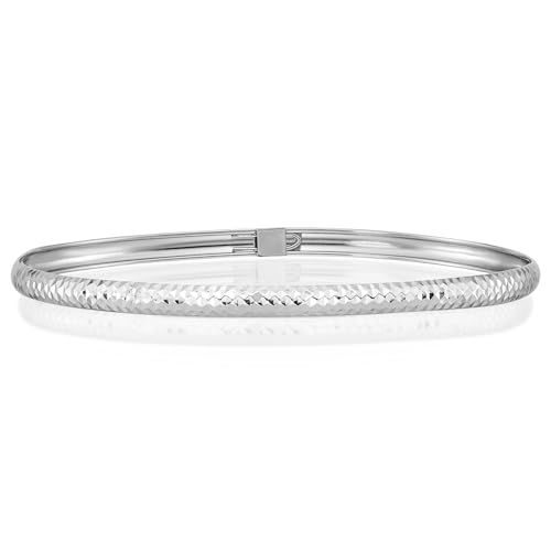 IceCarats 14K Solid White Gold Flexible Bangle Bracelet, 7.5 inch