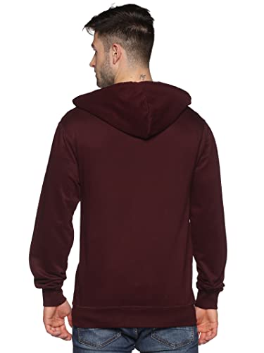 Klizzer Luxury Mens Zip Up Hoodie of Cotton Fleece Heavyweight sweatshirt hoodie (Maroon, XL)