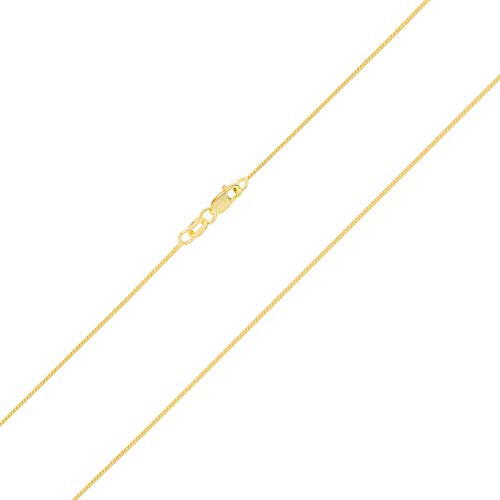 Nuragold 14K Real Yellow Gold Franco 0.6mm Dainty Solid Chain Necklace - 24"
