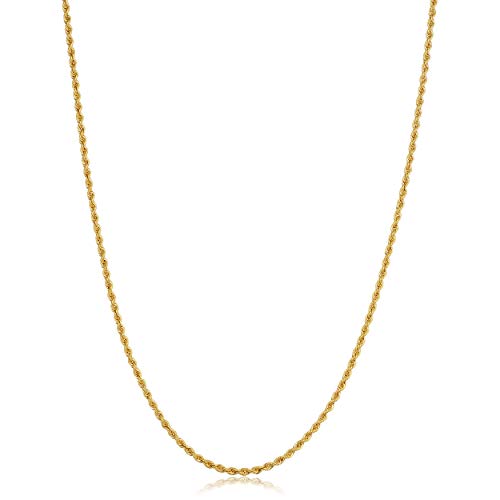Kooljewelry 10k Yellow Gold Rope Chain Necklace (1.5 mm, 18 inch)