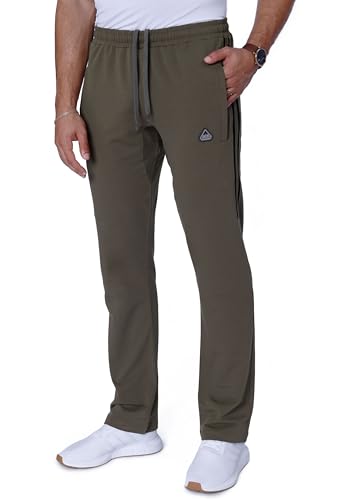 SCR SPORTSWEAR Mens Tall Sweatpants - Luxury Men's Athletic, Training, Yoga, Work Out or Casual Travel Pants with Zipper Pockets - 32Wx33L Sweatpants for Tall Men (Khaki Green) 916Z