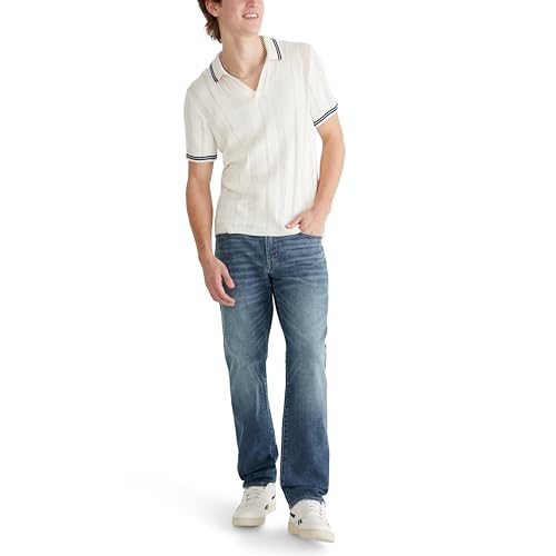 Aeropostale Men's Premium Air Straight Jean, Medium Wash, 38W x 32L
