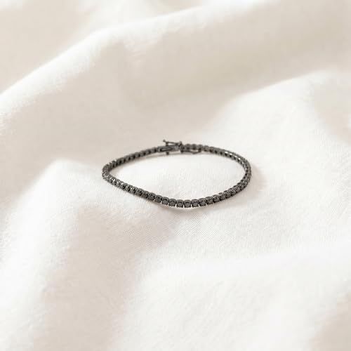 Pompeii 3ct Black Diamond Tennis Bracelet 14K Black Gold 7"
