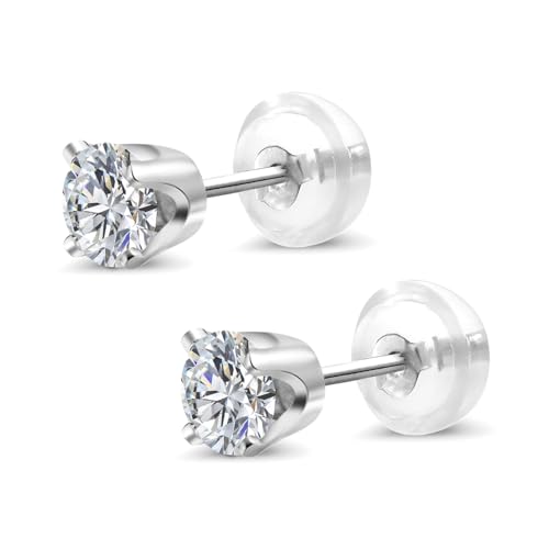 Gem Stone King 14K Gold Lab Diamond Stud Earrings, White Gold, 1.00 Cttw