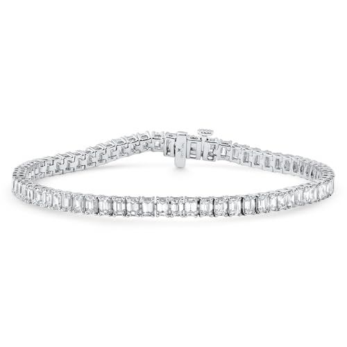 P3 POMPEII3 Pompeii 12.25Ct Emerald Cut Diamond Tennis Bracelet 7" 14k White Gold Lab Grown - Size 7 (EF,VS)