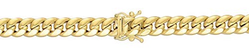 Floreo 14k Yellow Gold 7.22mm Semi-Lite Miami Cuban Chain Bracelet - 8.5 inch