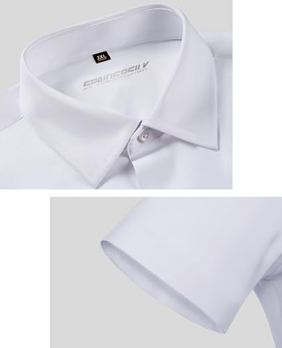 Lion Nardo Stretch Dress Shirts for Men Short Sleeve Slim Fit Casual Button Down Shirts Muscle Fit Men's Dress Shirts