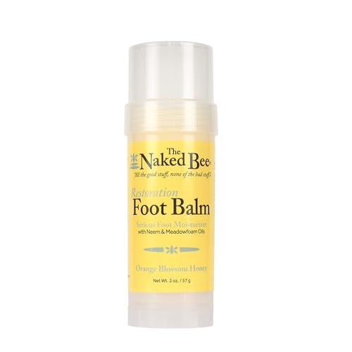 The Naked Bee Foot Balm for Restoration Heel (2 oz) Orange Blossom Honey Foot Balm - Intensive Repair & Cracked Heel Treatment - Deeply Moisturizing & Nourishing for Dry, Tired Feet