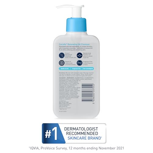 CeraVe Renewing Salicylic Acid Cleanser, BHA Exfoliating Face Wash, 8oz