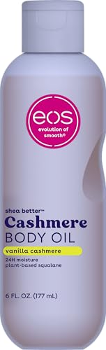 eos Cashmere Oil, Vanilla, 24 Hour Moisture, Plant-Based Squalane to Soothe, Soften and Smooth Dry Skin, 6 fl oz