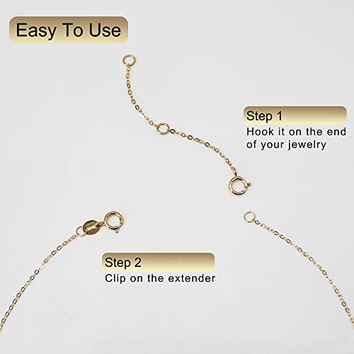 Lulau 14K Solid Gold Necklace Extender for Women 2"(14K Yellow Gold-2 Inch)