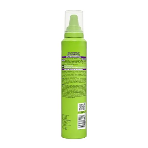 Garnier Fructis Curl Construct Creation Mousse, Curl Activator Provides Frizz Control, Long-Lasting Hold, and No Weigh-Down for Curly, Wavy, and Coily Hair, 6.8 oz (Packaging May Vary)