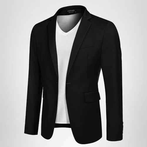 COOFANDY Mens Slim Fit Dress Jacket Suit Blazer Lightweight Sport Jackets Casual Sports Coat (Black L)