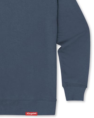 Kingsted Navy Blue Sweatshirt for Men – Super Soft Lightweight Sweater – Premium Terry Fabric – Classic Everyday Comfort Fit (Navy Blue, Large)