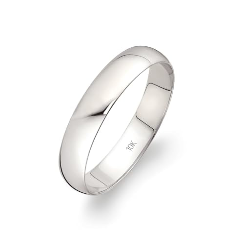 Oxford Ivy Wedding Band Solid 10K White Gold 4mm Plain Ring, Size 10.5