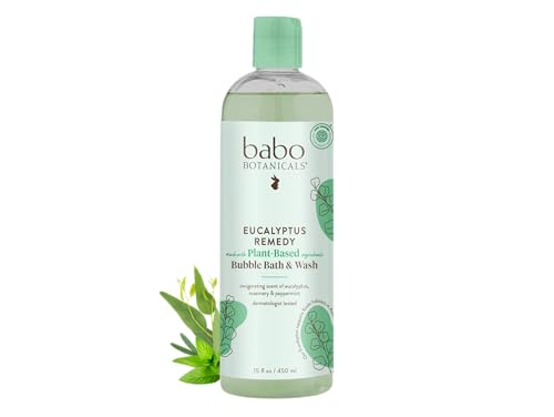 Babo Botanicals Eucalyptus Remedy 2-in-1 Bubble Bath & Wash - Invigorating Eucalyptus, Rosemary & Peppermint - For all ages - EWG Verified - Vegan