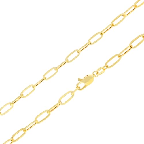 Nuragold 14k Real Yellow Gold 4mm Paperclip Chain Cable Link Bracelet - 7"